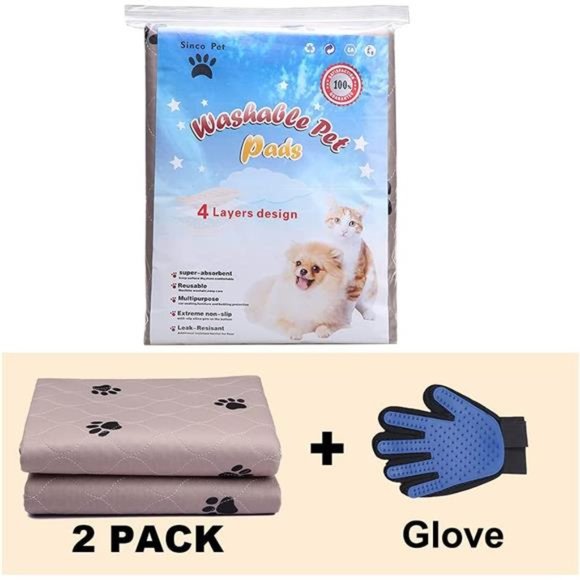 Washable Dog Pee Pads with Puppy Grooming Gloves, Large Dog Pee Pad - Picture 9 of 10